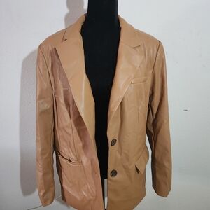 a new day Womens Tan Faux Leather Jacket Large